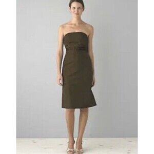 J.Crew Emma Silk Faille Dress T2 Tall Size 2 Brown Bow Party Formal Prom Wedding